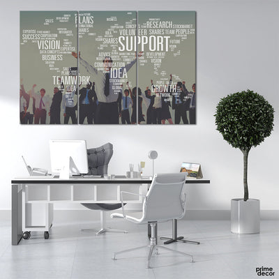 Motivational Words World Map (3 Panel) Office Wall Art On Sale