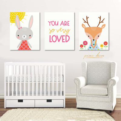 Rabbit & Deer (Set of 3) Nursery Poster Art On Sale