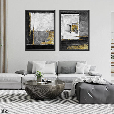 Silver & Gold Grunge Foil Style Deign (2 Panel) Abstract Wall Art On Sale