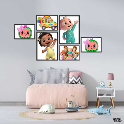 Cocomelon Cartoon Vector Collection (6 Panel) Kids Wall Art