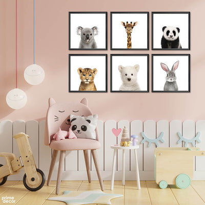 Baby Animal Portraits Cute (6 Panel) Nursey Wall Art