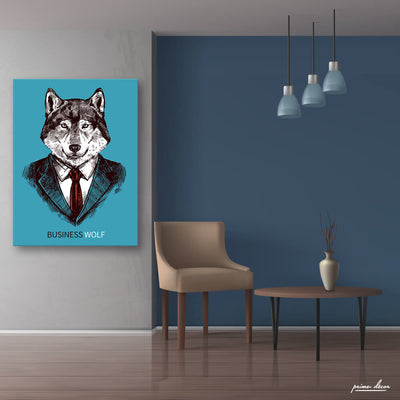 Business Wolf (Single Panel) Office Art