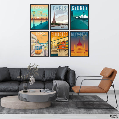 Cities Collection Travel Art Vol-1 (6 Panel) Travel Wall Art
