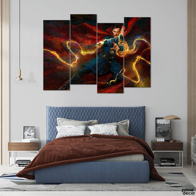 Dr Strange in Action in Marvels (4 Panel) Movie Wall Art