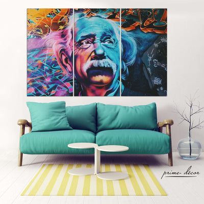 Einstein Colorful Wall Graffiti (3 Panel) Graffiti Wall Art