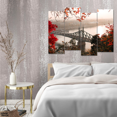 Elisabeth Bridge Budapest In Autumn Colors (4 Panel) Nature Wall Art