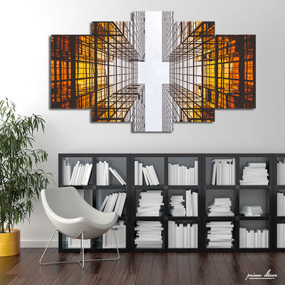 Glass Buildings (5 Panel) Architecture Wall Art