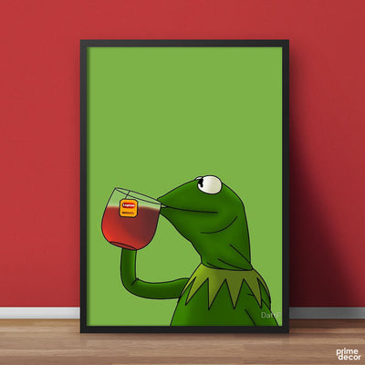 Kermit the Frog Sipping Tea | Funny Poster Wall Art
