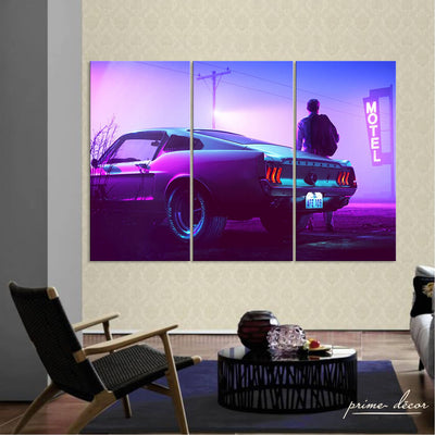 Neon Car (3 Panel) Wall Art