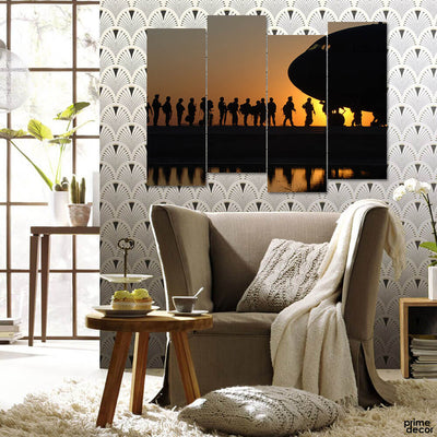 Soldiers Ready to Take Off (4 Panel) Army Wall Art