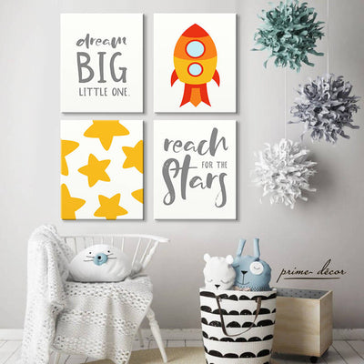 Space Rocket Adventure (Set of 4) Nursery Poster Art