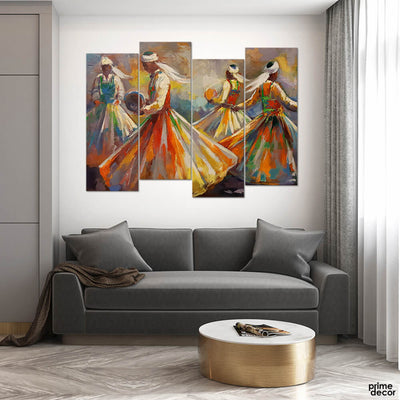 Spiritual Dancers #8 (4 Panel) Sufism Wall Art