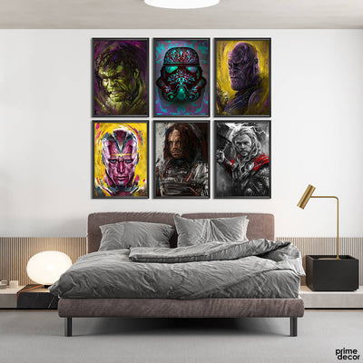 Superheroes Painting Collection (6 Panel) Movie Wall Art