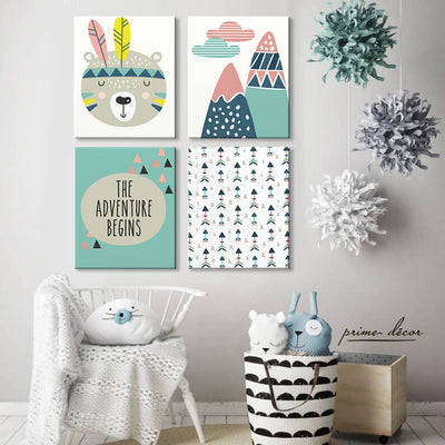 “The Adventure Begins” (Set of 4) Nursery Poster Art