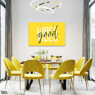 Good Vibes Yellow Background (3 Panel) Fashion Wall Art