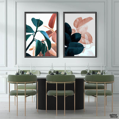 Vibrant Tropical Leaves (2 Panel) Floral Wall Art