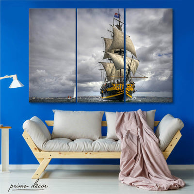 Vintage Sailing Ship (3 Panel) Wall Art