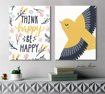 Yellow Bird & Quote (Set of 2) Nursery Poster Art