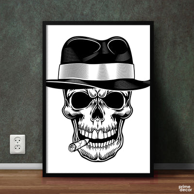 Skull Sketch with Hat |Poster Wall Art