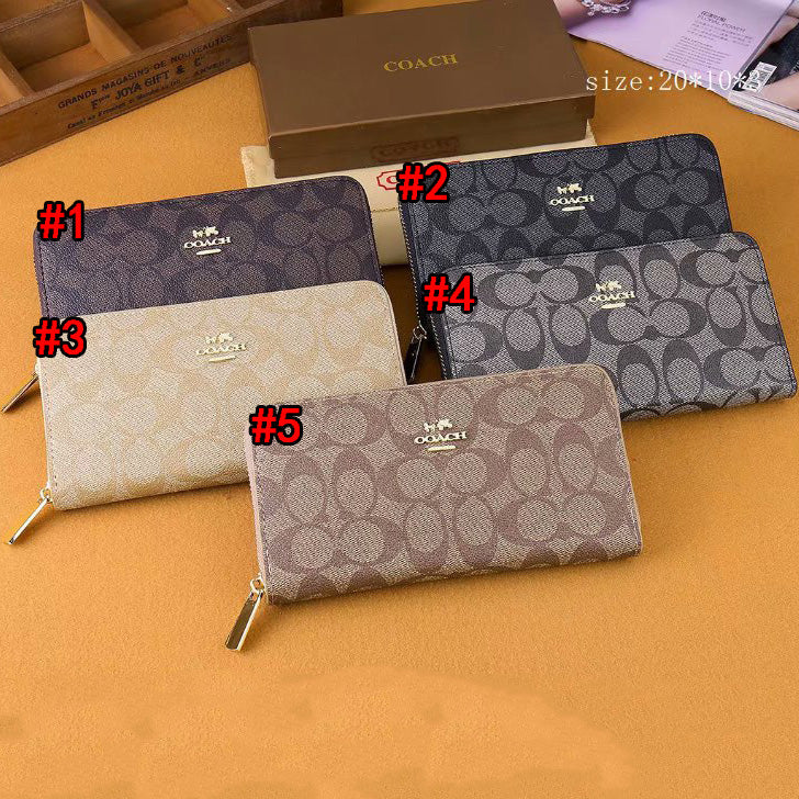 Coach Fashion Men's and Women's Zipper Bags Long Wallet Card Holder