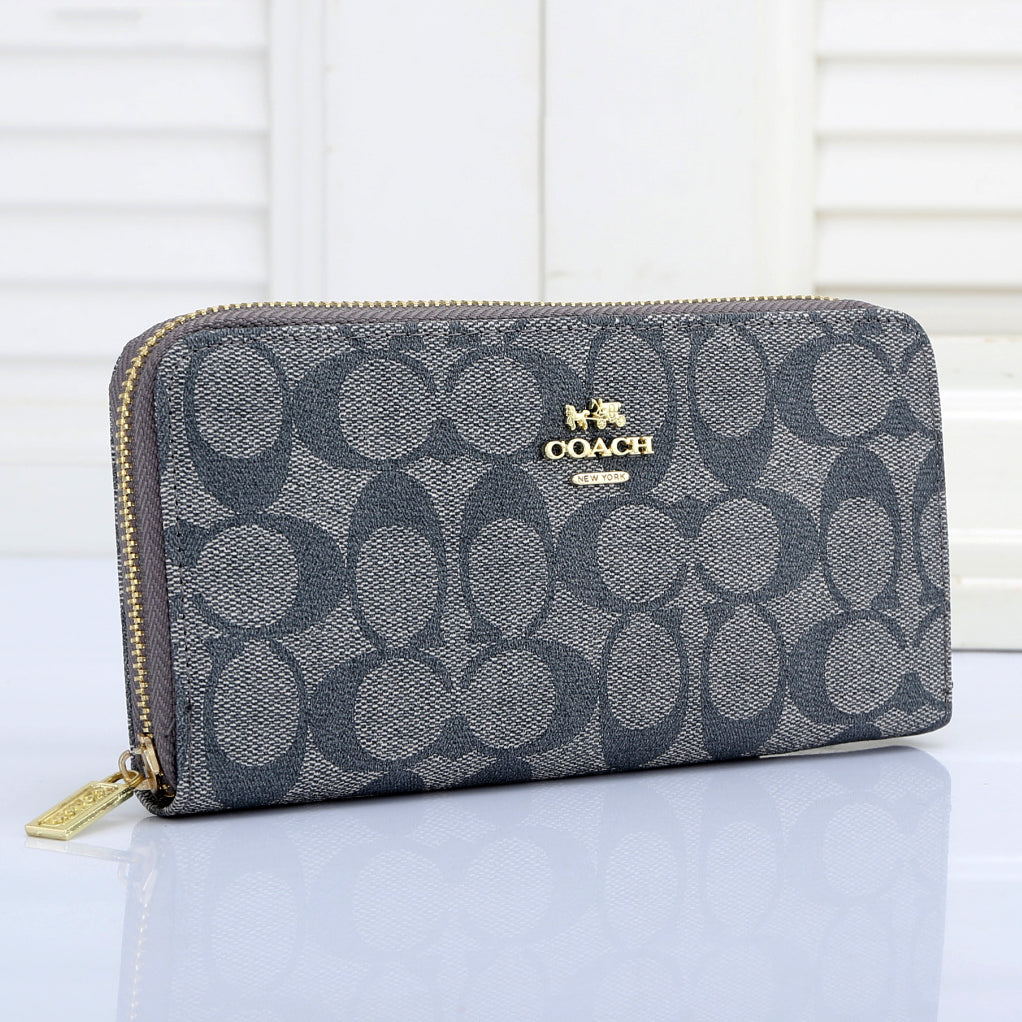 Coach Fashion Classic Letter Zipper Long Wallet Card Bag Handbag