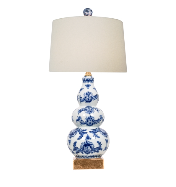 small blue and white porcelain lamp