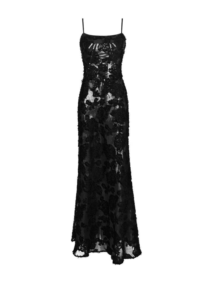 Black Backless Sleeveless Maxi Dress for Evening Party