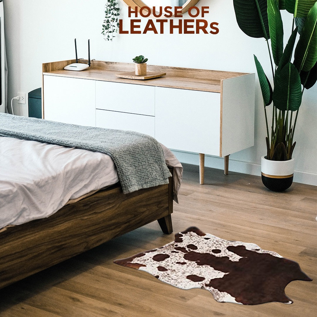 Brown-White Cowskin Rug, 100% genuine cowhide carpet. HOLs Premium  Cowhide rug