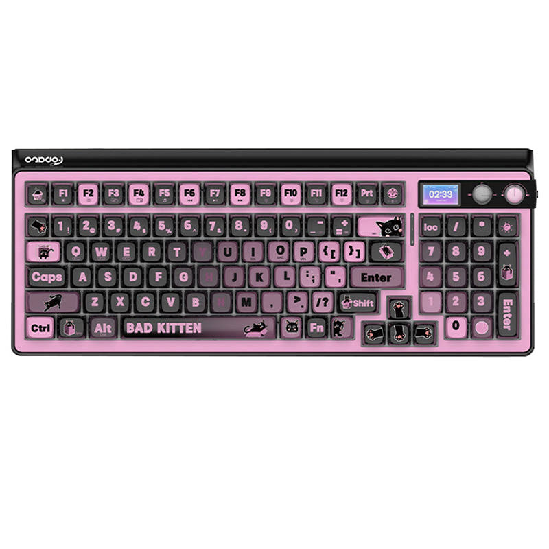 FOPATO H98 Love & Salvation Wireless Mechanical Keyboard With TFT Screen Black Pink / TTC Fast Silver V2 Linear