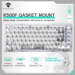 WhatGeek x Machenike K500F-B81 RGB Clear Mechanical Keyboard as variant: Clear White / White / GR-ICE Linear