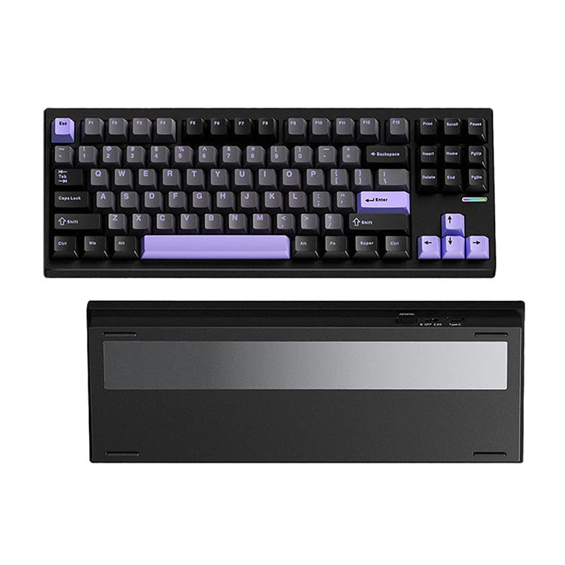 MCHOSE GX87 Aluminum Tri-Mode Gasket Mechanical Keyboard Black&Purple / TTC Flaming Orange Linear