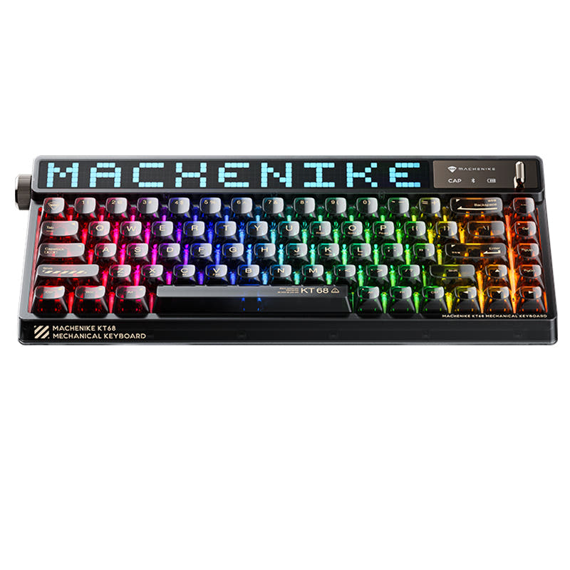 Machenike KT68 Pro Smart Screen Hot-Swap Mechanical Keyboard Clear Black / Gateron North Pole 2.0 Yellow Linear