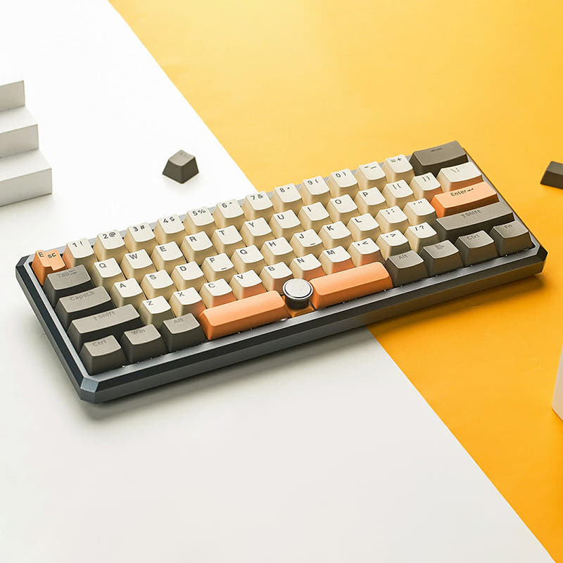 SKYLOONG GK61 Pro Aluminum Mechanical Keyboard With Split Spacebar WhiteGrey & ABS White Case / Wired+QMK&VIA / Yellow Linear