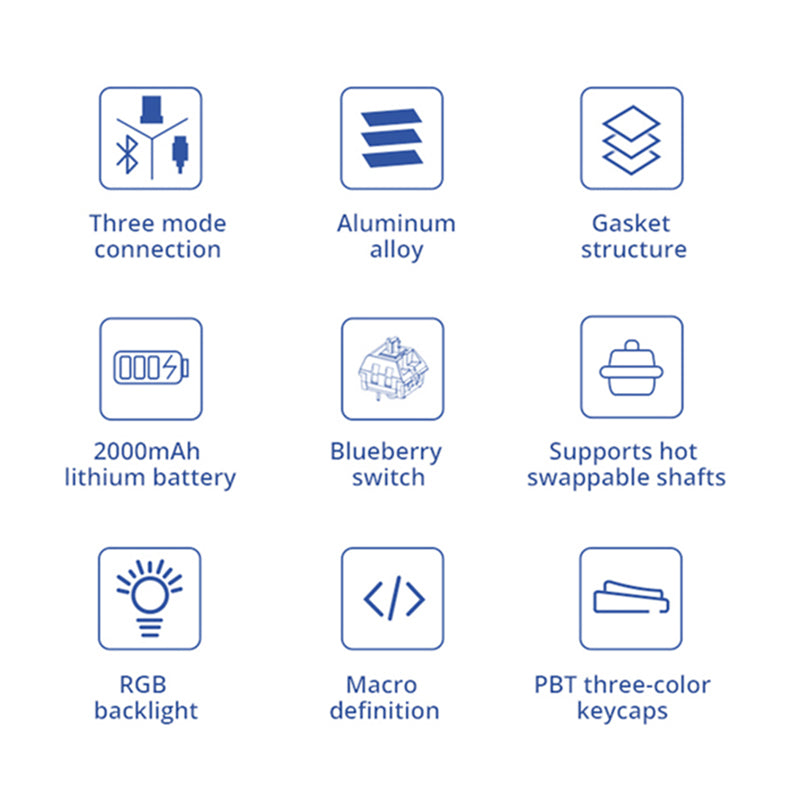 Ajazz AC067 Mountain Blue Gasket Mechanical Keyboard Specifications