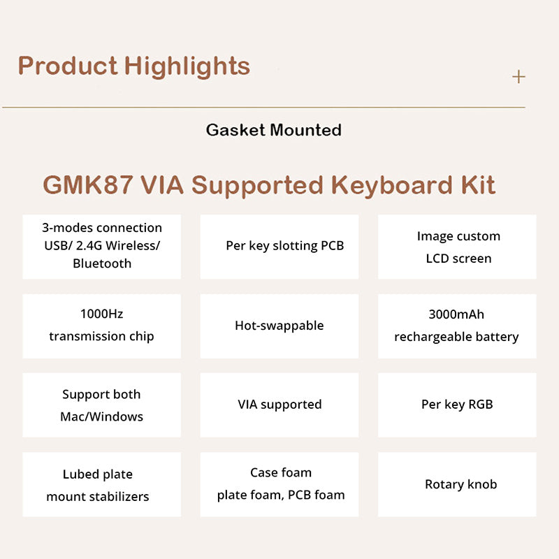 ZUOYA GMK87 Gasket Wireless DIY Kit