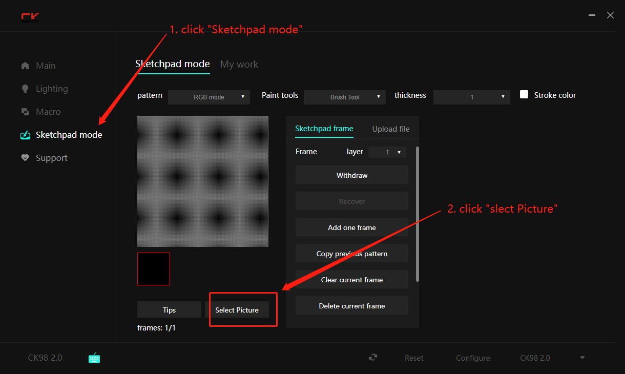 Wählen Sie den Bild-Upload-Bildschirm „Coolkiller ck98“.