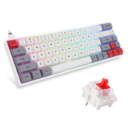 SKYLOONG GK68 White Wireless Mechanical Keyboard as variant: Wired & Wireless / Gateron Red Switch