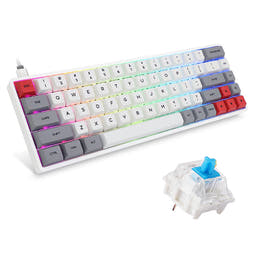 SKYLOONG GK68 White Wireless Mechanical Keyboard as variant: Wired & Wireless / Gateron Blue Switch