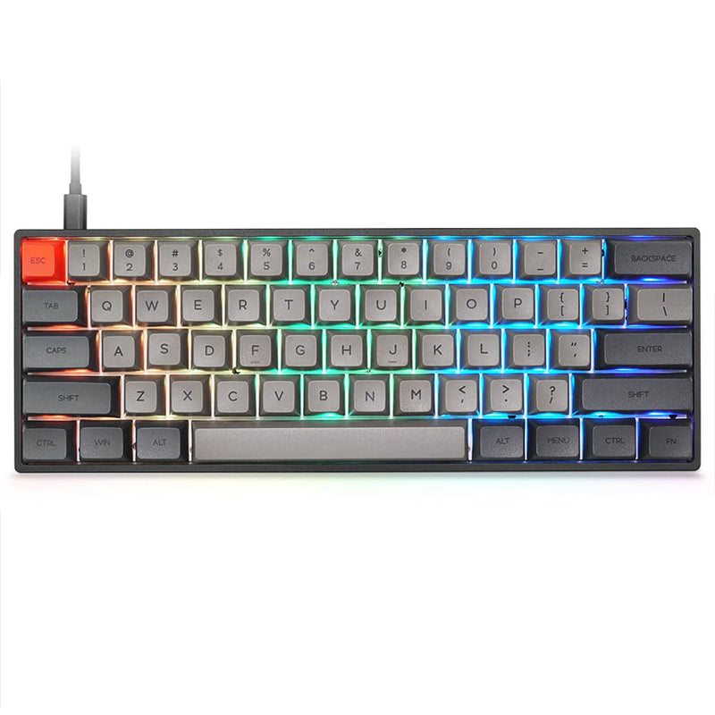Clavier mécanique RGB, RK61 Wired / Wireless Bluetooth Keyboard 61 Keys  Waterproof LED Backlit Gaming Keyboard Anti-ghosting for Gamers and Typists( blanc)