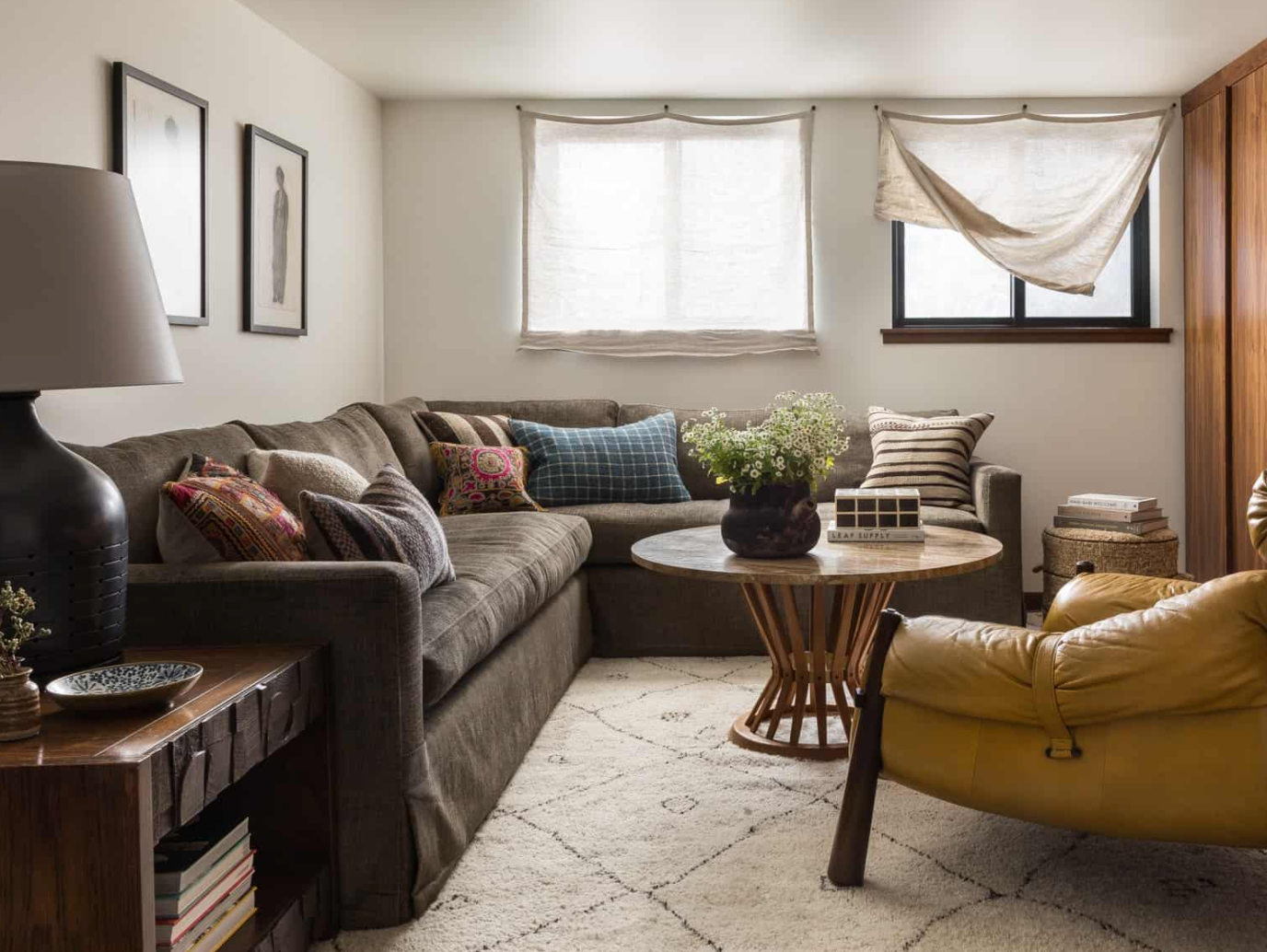 A casual down-filled slipcovered sofa in a space Heidi Caillier Design