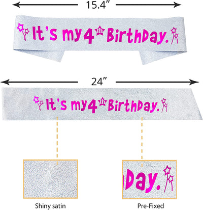 4th Birthday Gifts for Girls, 4th Birthday Tiara and Sash, 4th Birthday Decorations