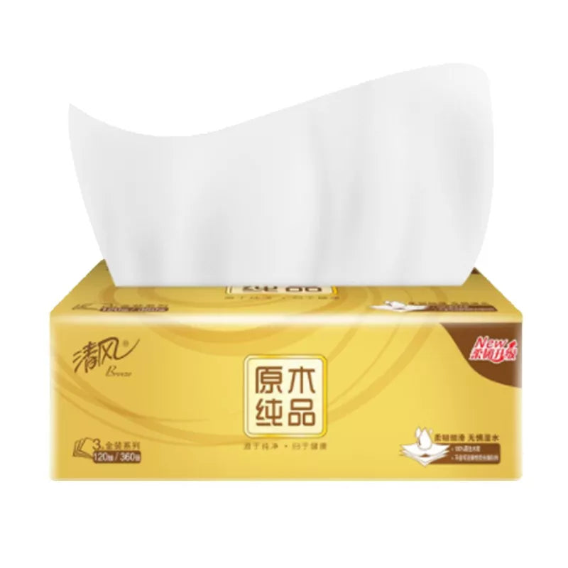 清风 抽纸可湿水3层金装 120抽