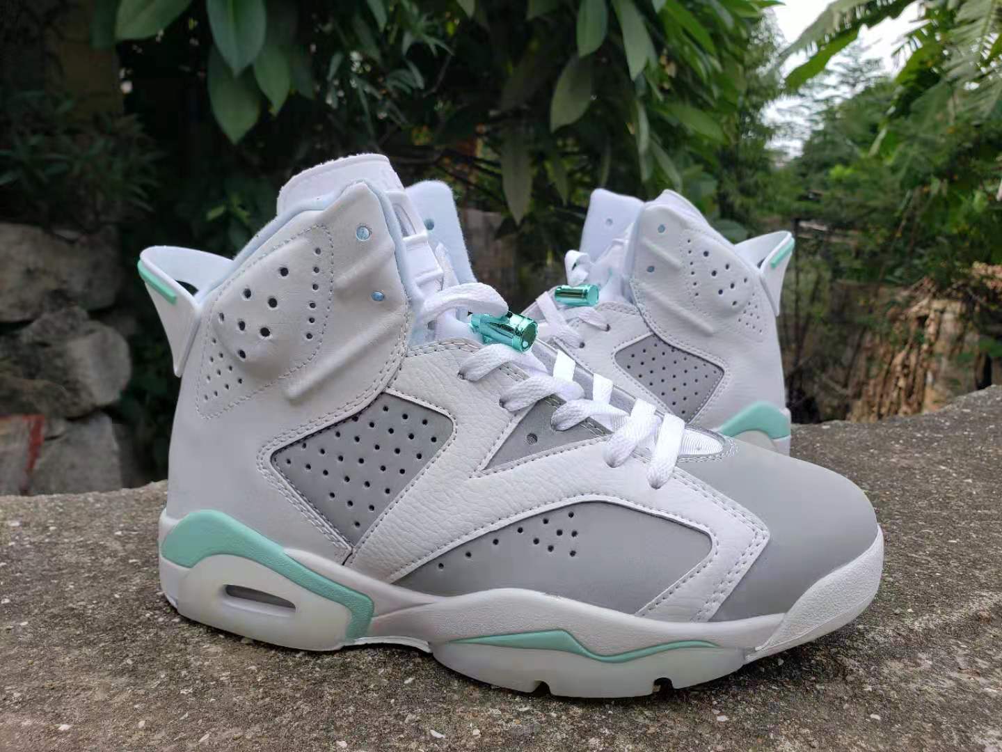 Nike Air Jordan 6 Retro White Grey Green Sneakers Shoes