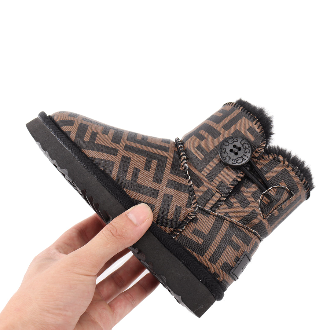 Fendi x UGG double F letter mid-tube snow boots shoes