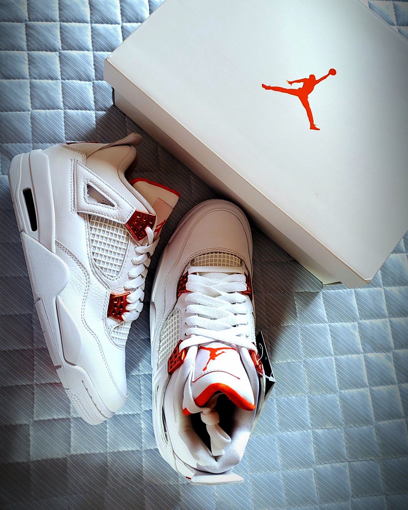 Nike Air Jordan 4 Retro Metallic Orange Men's and Women's Sneakers Shoes