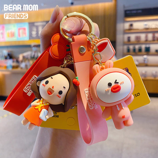 Cartoon Star Moon Rabbit Keychain Trendy Fashion Car Key Ring Pendant Women  Girl Cute Backpack Charm Key Chains