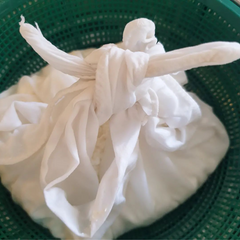 tie cheesecloth to drain then press