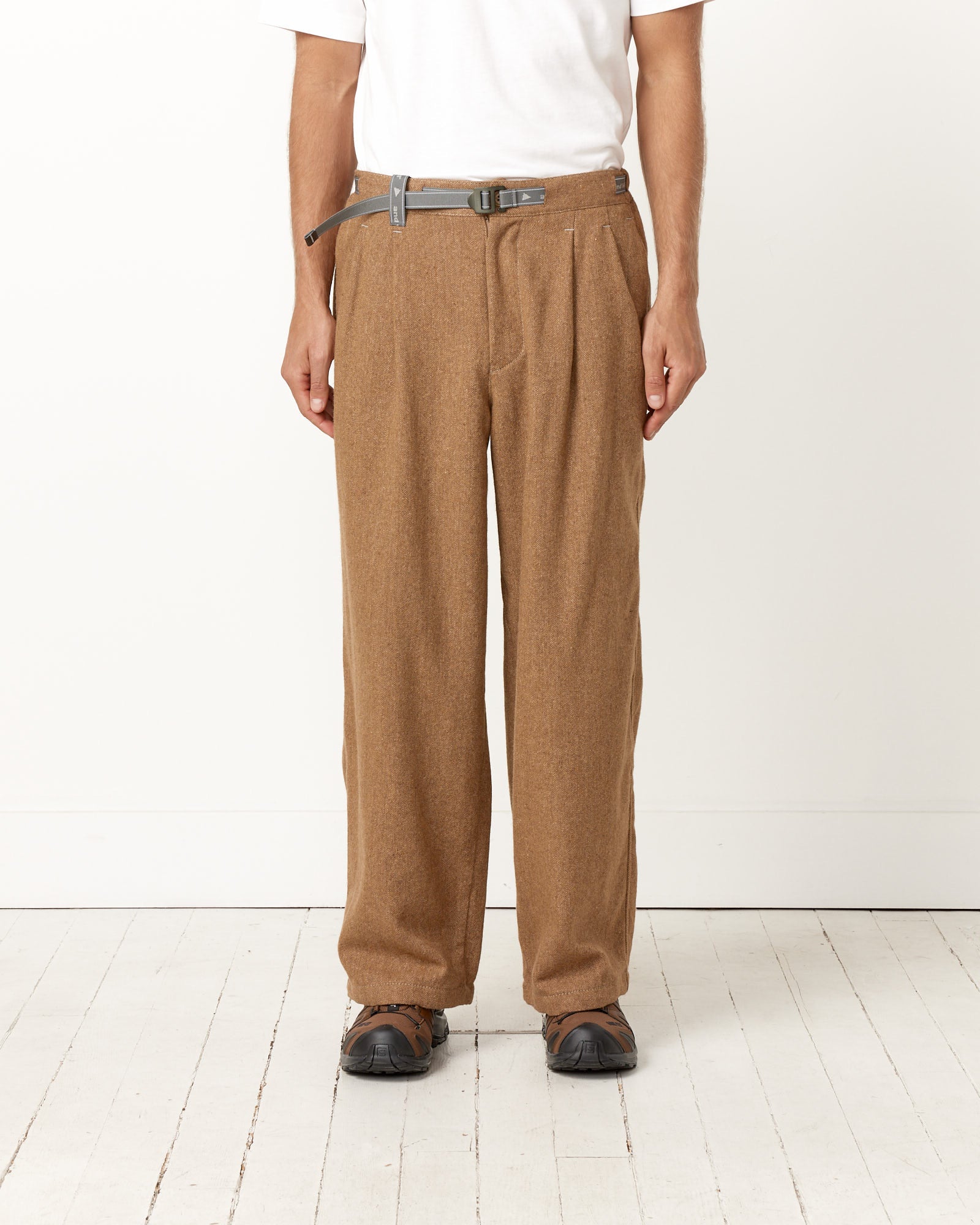 SIWEM】WIDE BELT TUCK PANTS CHARCOAL S-