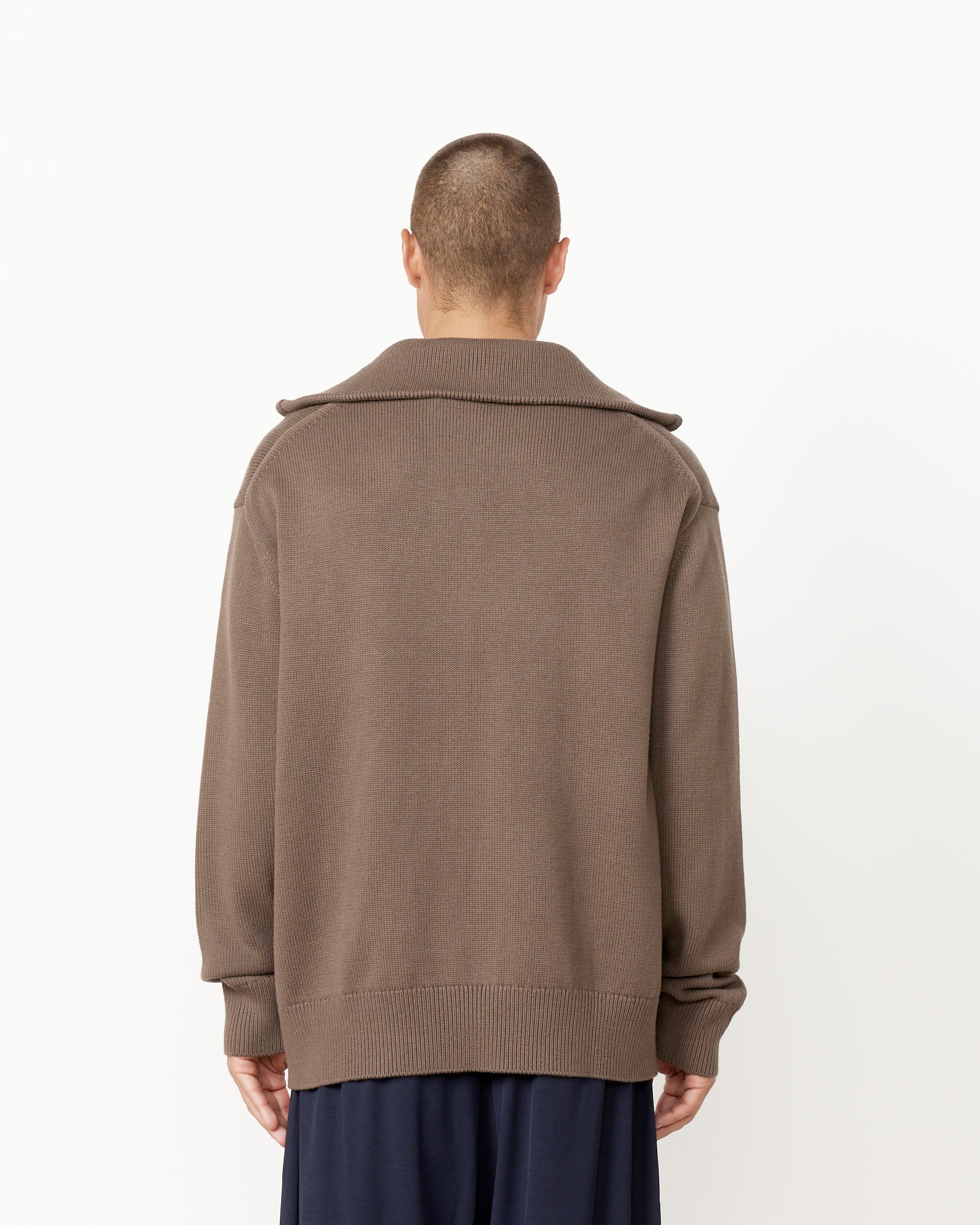 Engineered Garments Zip Mock Neck Brown Poly Wool Melange Knit - Made in  USA, Knits & Loungewear