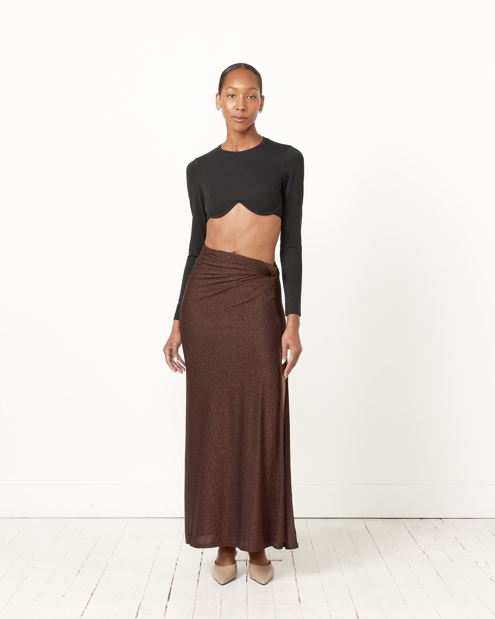 St. Agni  Midi Wrap Skirt - Slate